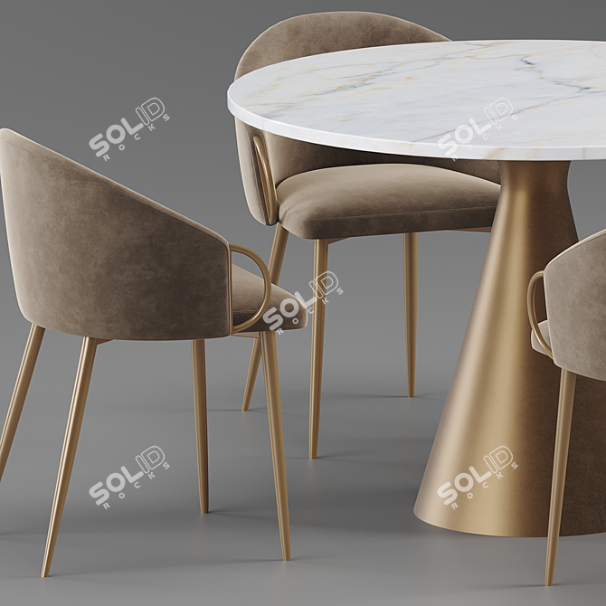 Claire Counter Chair and Silhouette Oval Dining Table 3D model image 2