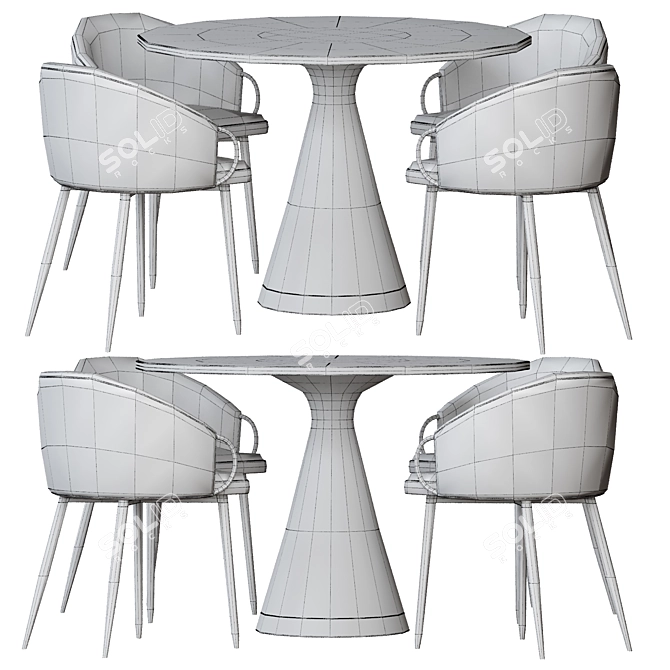 Claire Counter Chair and Silhouette Oval Dining Table 3D model image 3