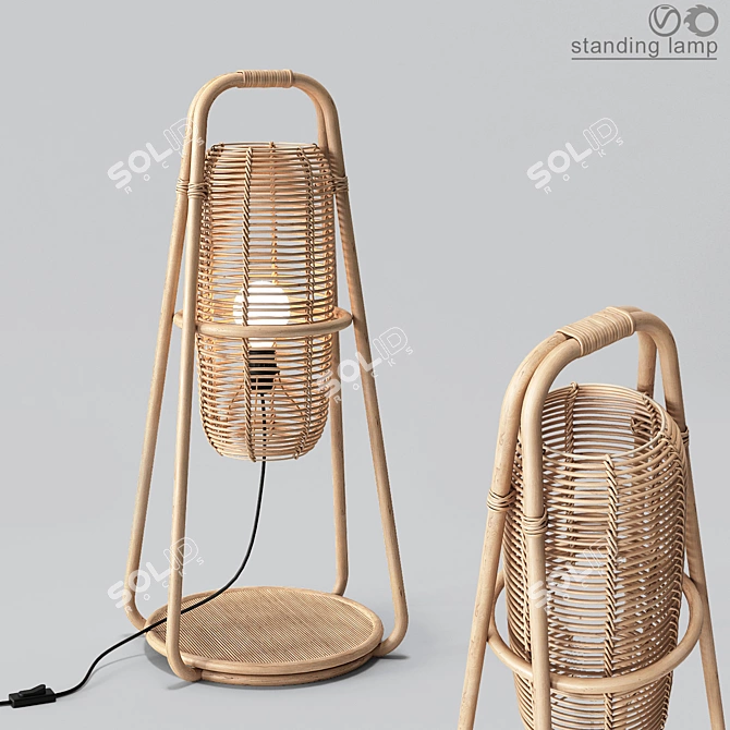 Nacelle Rattan Table Lamp 3D model image 1