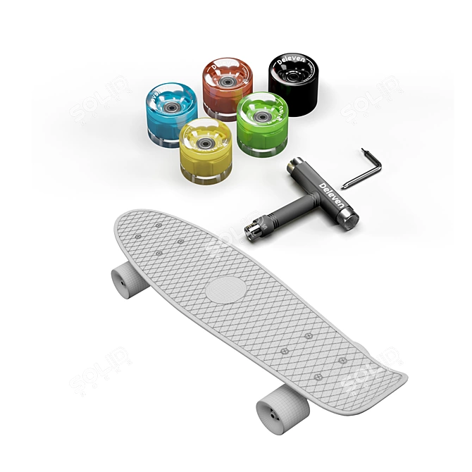 Sleek Corona Skateboard: Deleven 3D model image 3