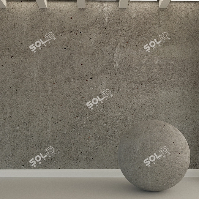 Vintage Grey Concrete Wall 3D model image 1