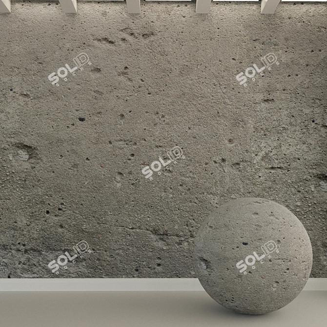 Weathered Concrete Wall: Authentic Texture 3D model image 1