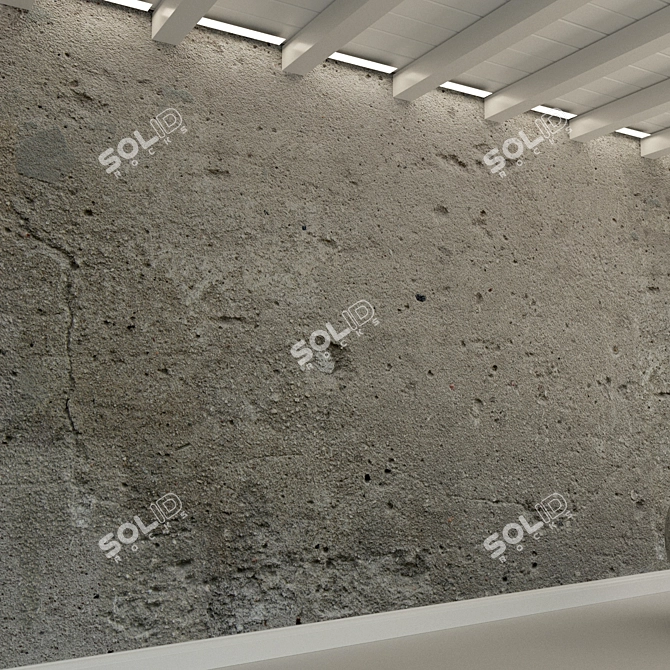 Weathered Concrete Wall: Authentic Texture 3D model image 3