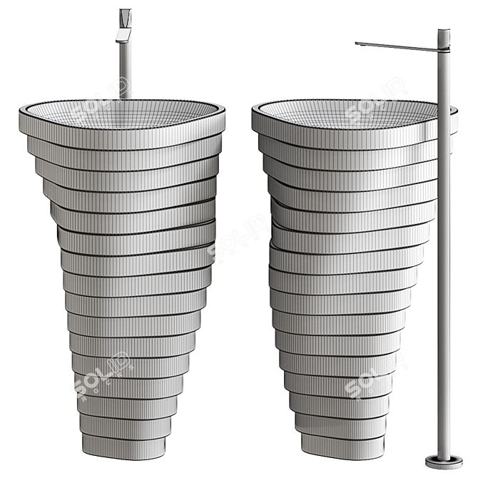 Vortice Freestanding Washbasin: Sleek Design by Antonio Lupi 3D model image 3