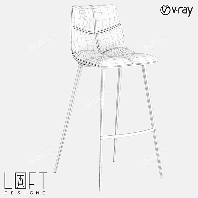 Industrial Style Metal Bar Stool 3D model image 2