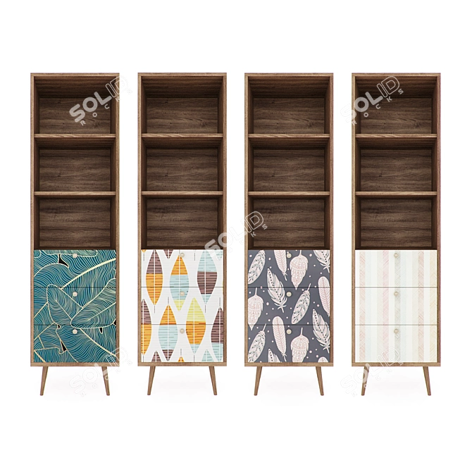 Scandinavian Berber Rack with Drawers 3D model image 2