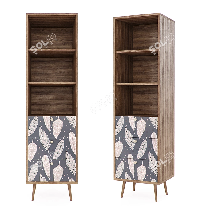 Scandinavian Berber Rack with Drawers 3D model image 4