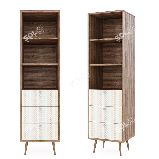 Scandinavian Berber Rack with Drawers 3D model image 5