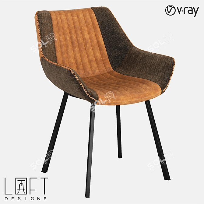 Modern Metal and Eco-Leather Chair 3D model image 1