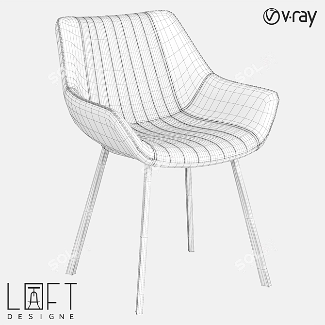Modern Metal and Eco-Leather Chair 3D model image 2