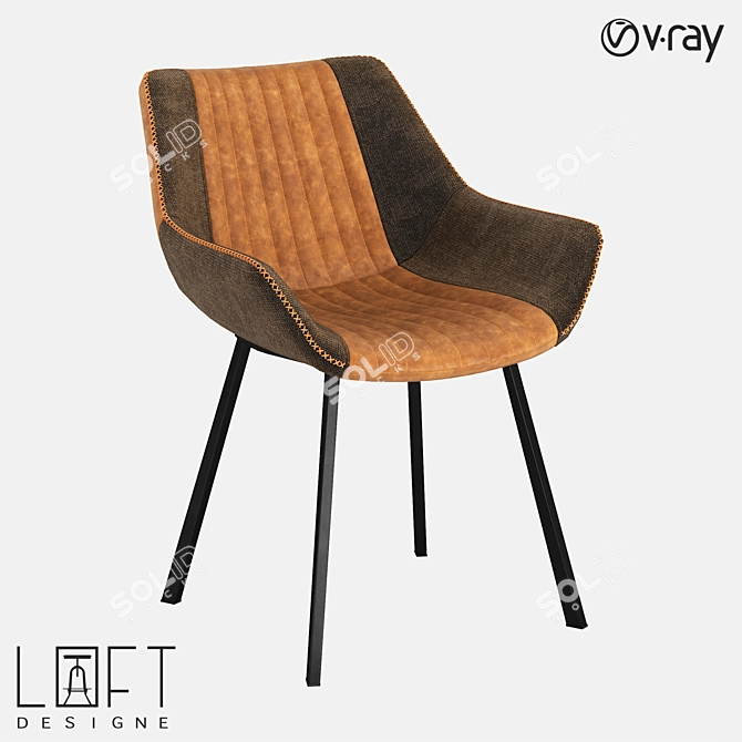 Modern Metal and Eco-Leather Chair 3D model image 3