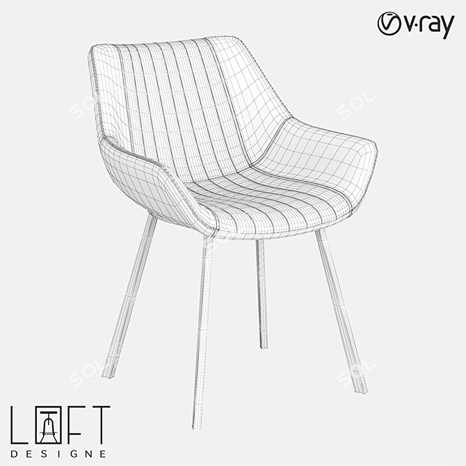 Modern Metal and Eco-Leather Chair 3D model image 4
