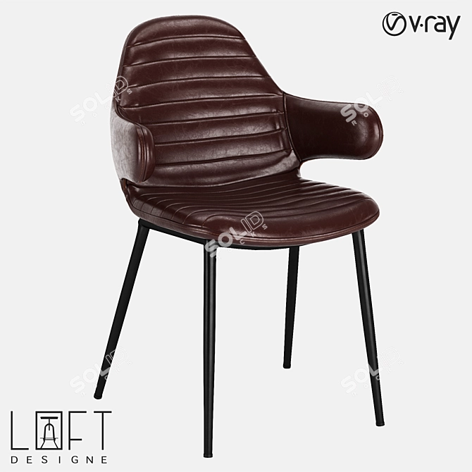 Modern Metal and Faux Leather Chair 3D model image 1