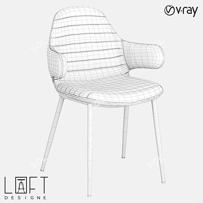 Modern Metal and Faux Leather Chair 3D model image 2