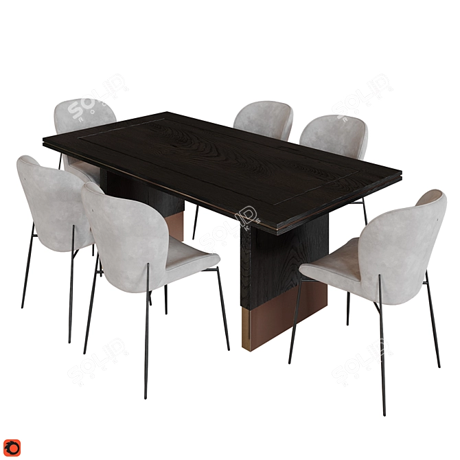 Darby Khaki Velvet Dining Chair 3D model image 1