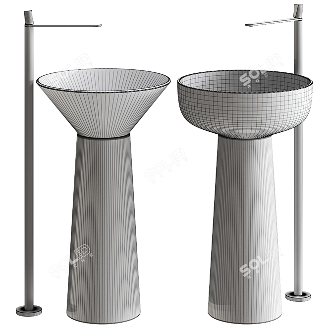 Sleek Marquinia Freestanding Washbasin 3D model image 2