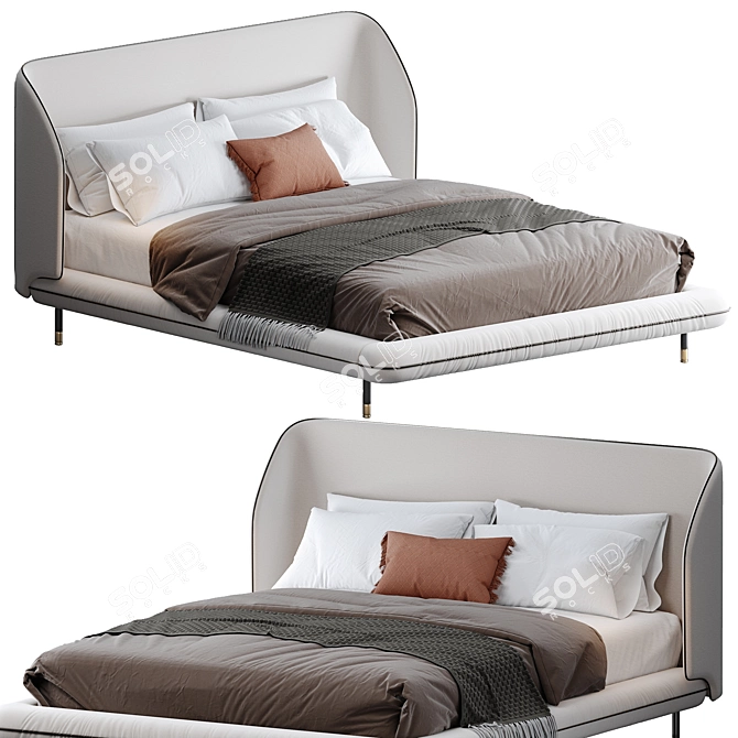 Antoni Queen Bed: Sleek Modern Design & Superior Comfort 3D model image 1