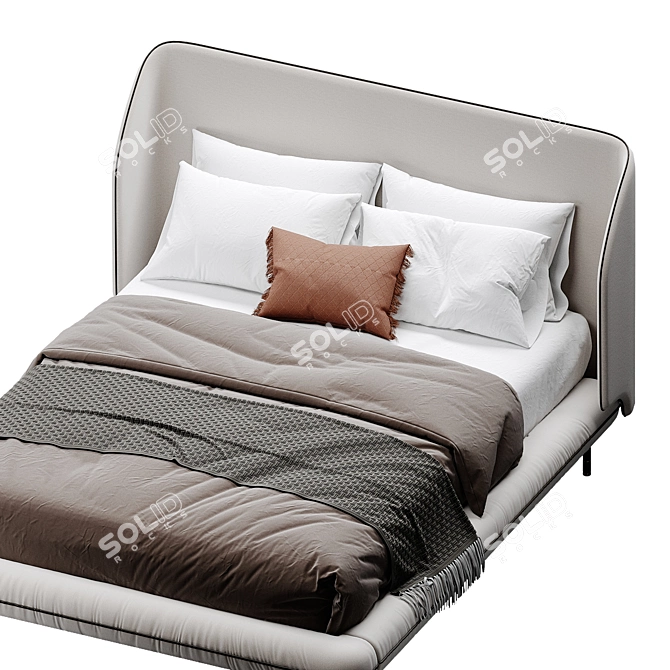 Antoni Queen Bed: Sleek Modern Design & Superior Comfort 3D model image 2