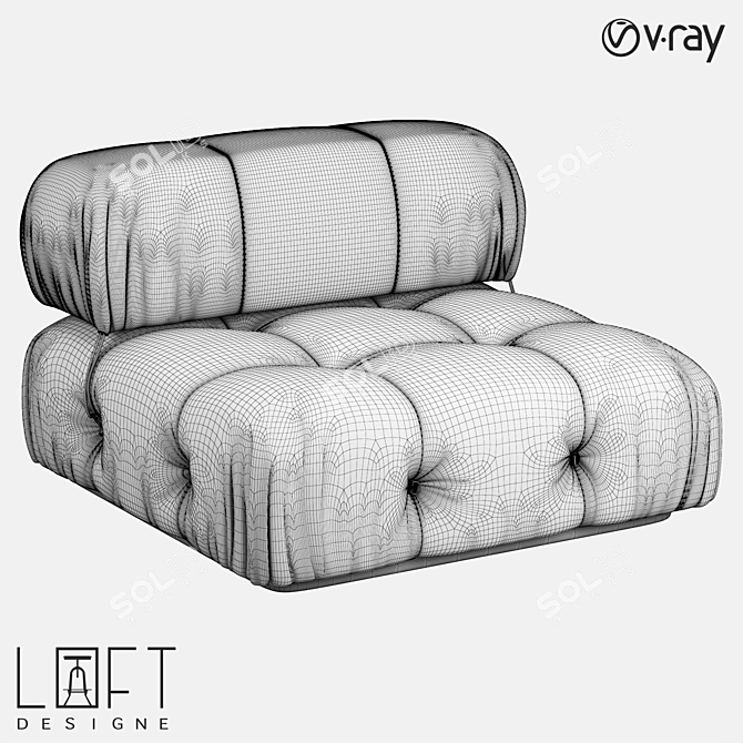 Stylish Metal and Fabric Sofa 3D model image 2