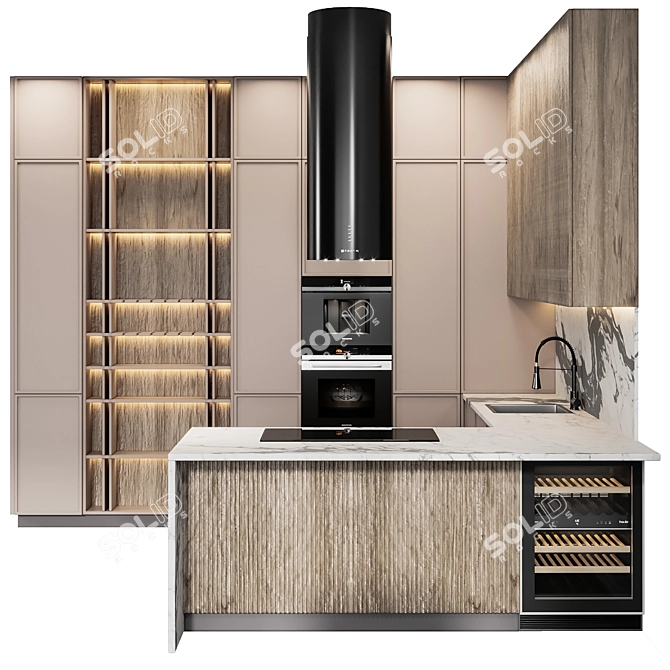 Modern Kitchen Design: Easy Resize, Versatile in Any Project 3D model image 1