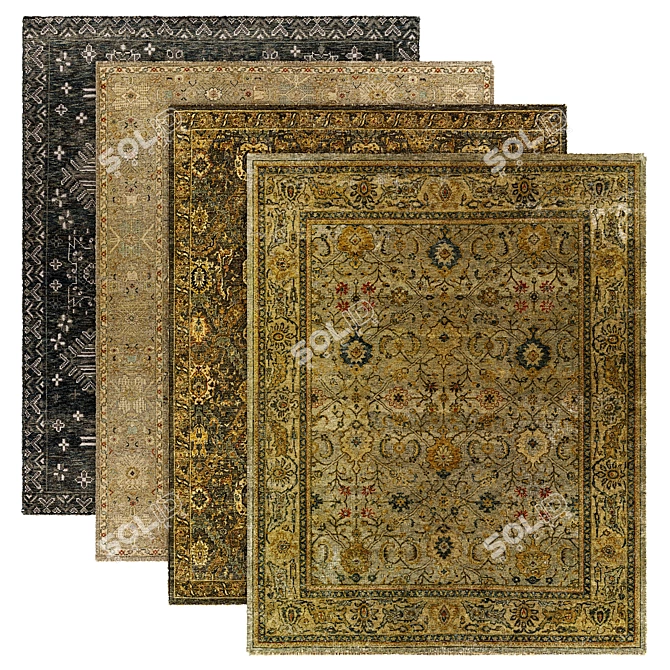 Elegant Square Rug 3D model image 1