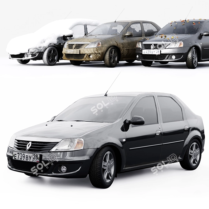 Renault Logan 2009 4-Seasons: Versatile and Efficient 3D model image 1