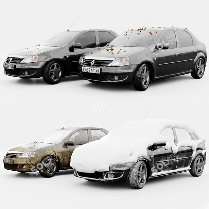 Renault Logan 2009 4-Seasons: Versatile and Efficient 3D model image 2