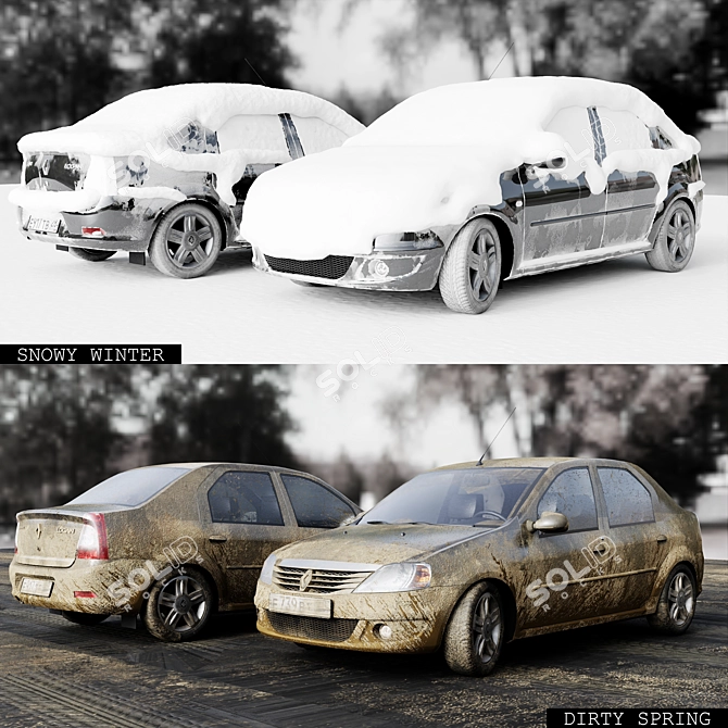 Renault Logan 2009 4-Seasons: Versatile and Efficient 3D model image 4