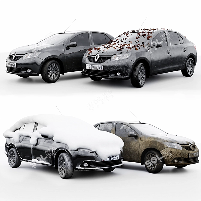 Renault Logan 2016: Versatile All-Season Model 3D model image 2