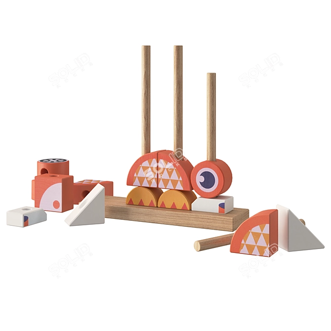 Wooden Cube Set: 5 Variations 3D model image 4