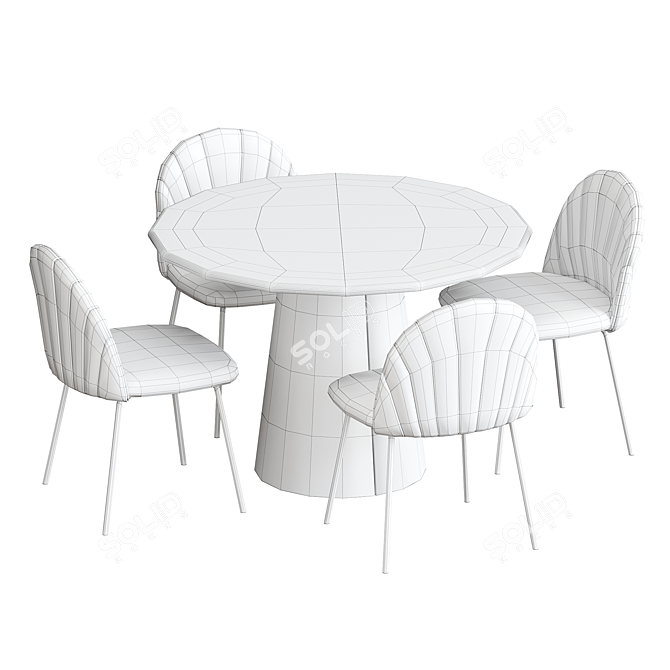 Dubai Velvet Dining Chair and Anton Marble Table 3D model image 3