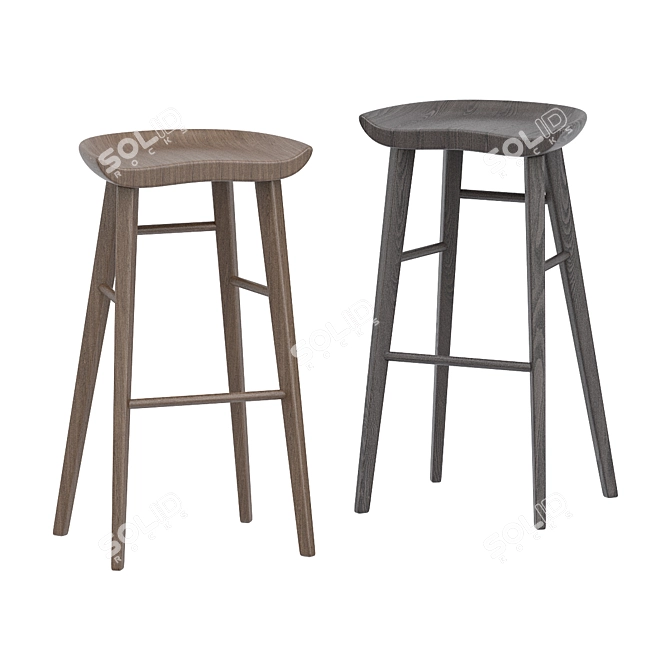 Sleek Kami Walnut Counter Stool 3D model image 3