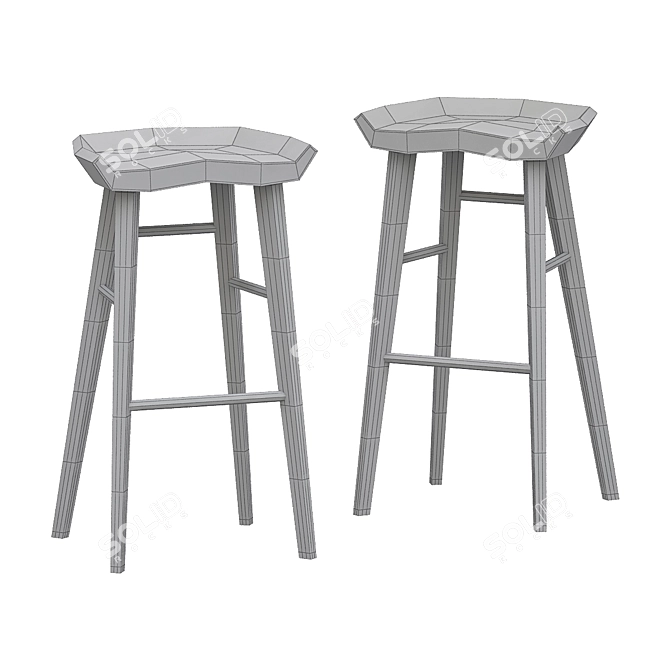 Sleek Kami Walnut Counter Stool 3D model image 4