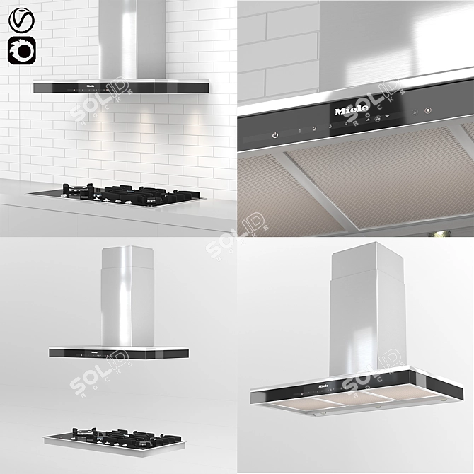 Miele Gas Cooktop & Puristic Hood 3D model image 2