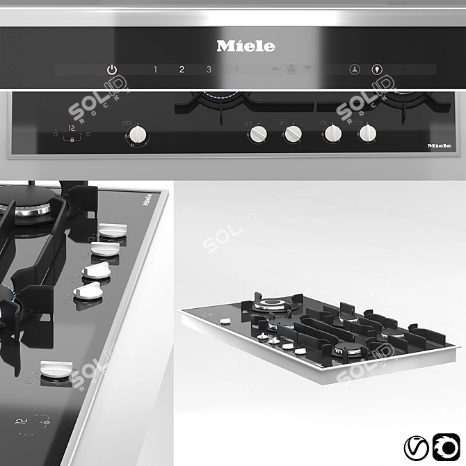 Miele Gas Cooktop & Puristic Hood 3D model image 3