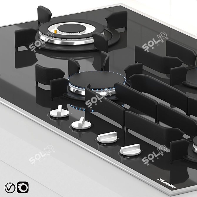 Miele Gas Cooktop & Puristic Hood 3D model image 5