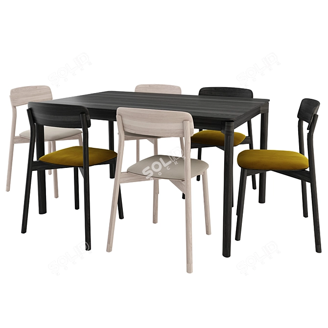 Sleek Lina Chair & Nordic Table 3D model image 1