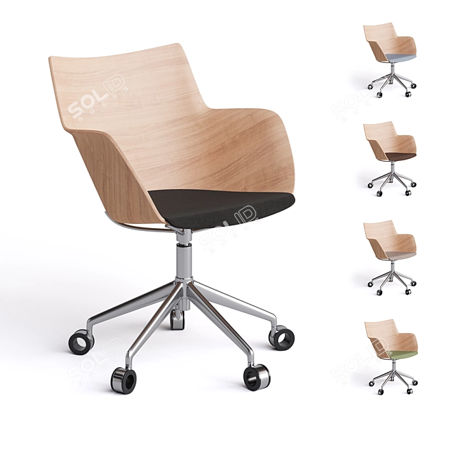 Kartell Q/Wood Chair: Elegant Wood & Chrome Design 3D model image 1