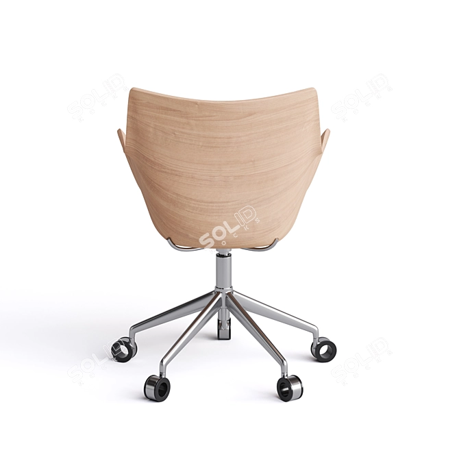 Kartell Q/Wood Chair: Elegant Wood & Chrome Design 3D model image 4