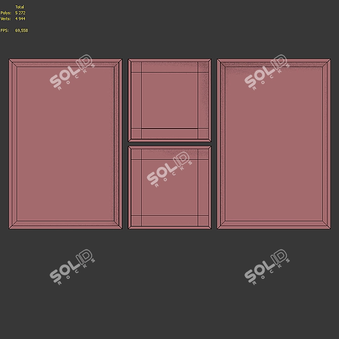 Boho Geometric Picture Frame Set 3D model image 7