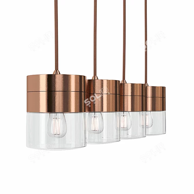 Sleek Satin Copper Pendant Light 3D model image 1