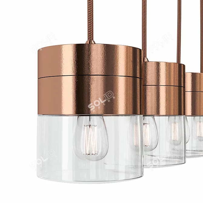 Sleek Satin Copper Pendant Light 3D model image 2