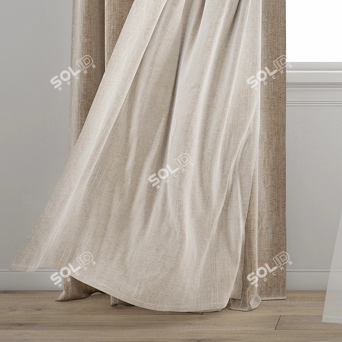 3D Curtain Model with Wind Effect 3D model image 3