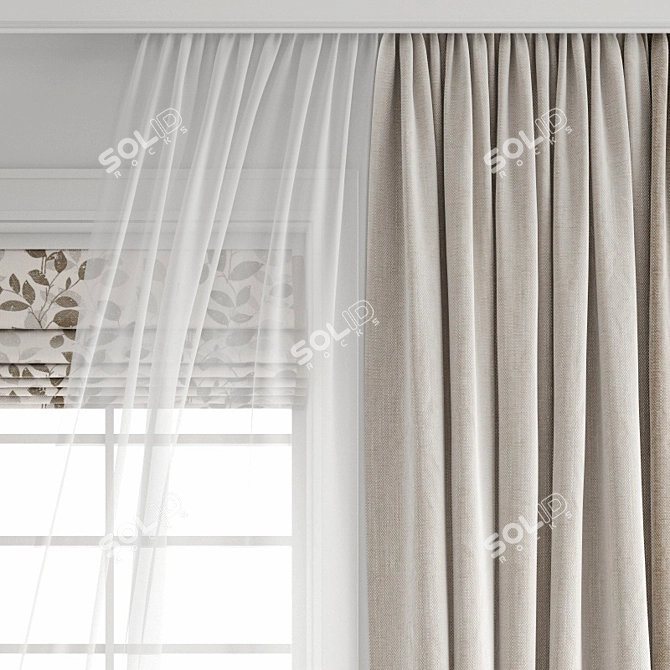 3D Curtain Model with Wind Effect 3D model image 5