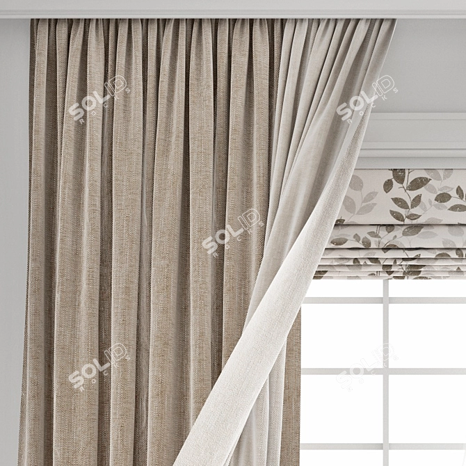 3D Curtain Model with Wind Effect 3D model image 8