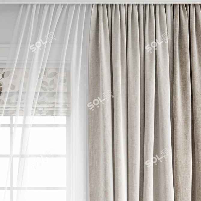 3D Curtain Model with Wind Effect 3D model image 11