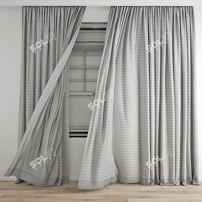 3D Curtain Model with Wind Effect 3D model image 12