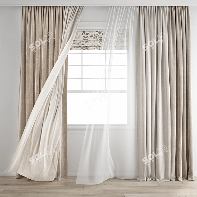 3D Curtain Model with Wind Effect 3D model image 13