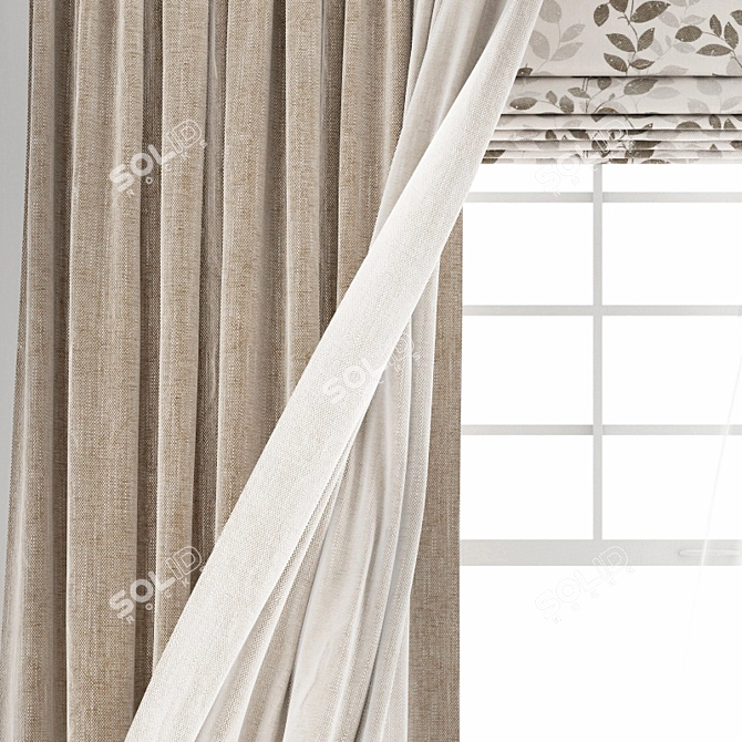 3D Curtain Model with Wind Effect 3D model image 14