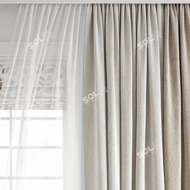 3D Curtain Model with Wind Effect 3D model image 17